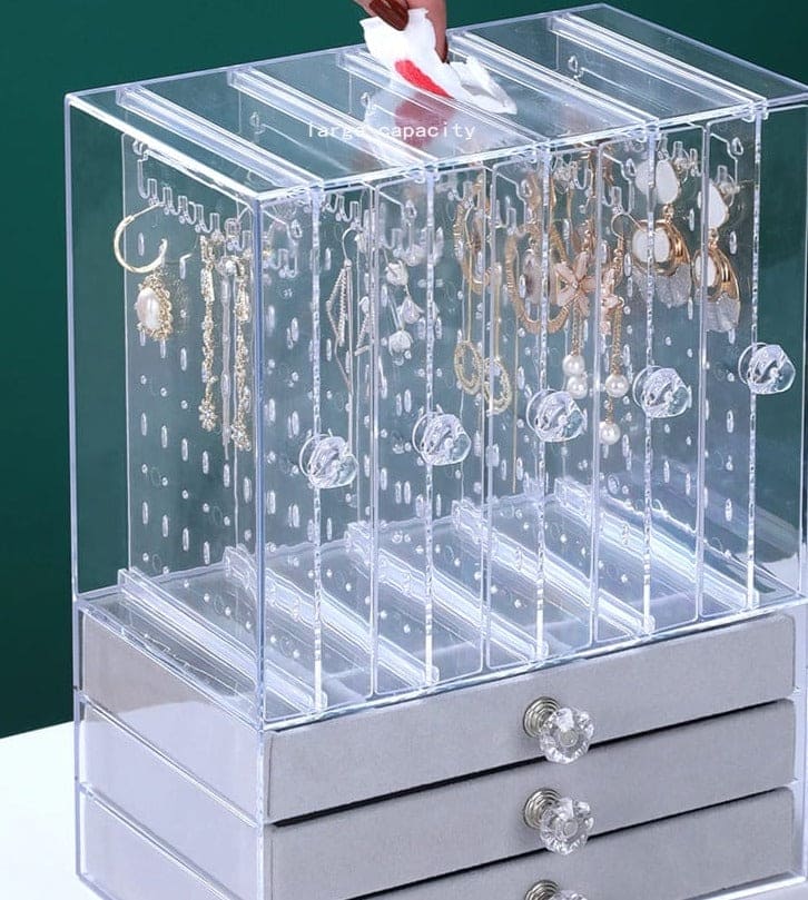 Acrylic Display Jewellery Stand With Drawers, High-End Exquisite Jewellery Organizer Acrylic Display Jewellery Stand With Drawers, High-End Exquisite Jewellery Organizer